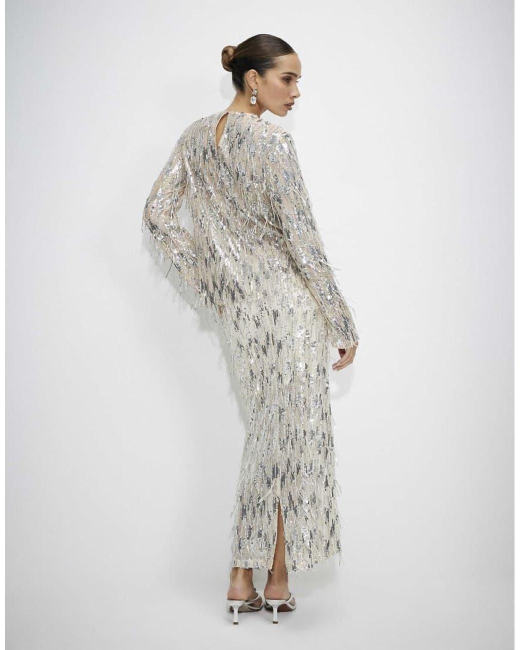 River Island Blue Sequin Midi Skirt