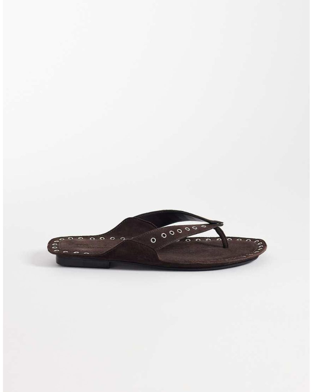 ASOS Black Fisher Premium Eyelet Toe Thong Sandals