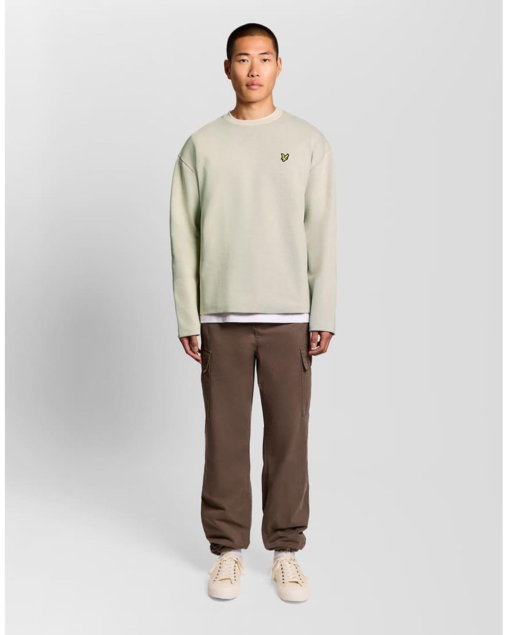 Lyle & Scott Gray Mid Layers Raised Jacquard Crew Neck Sweatshirt for men