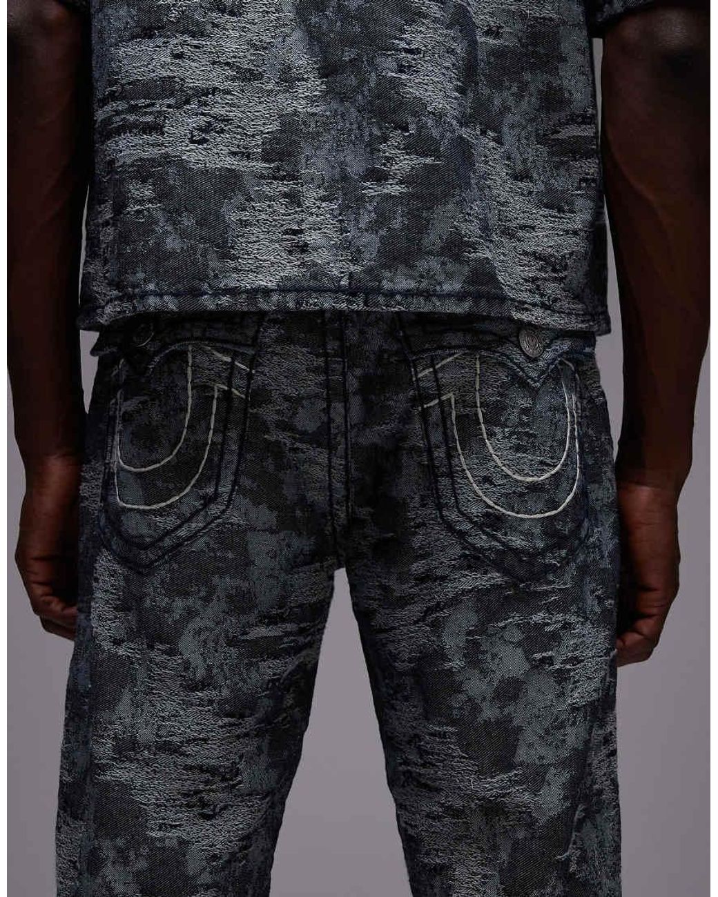 True Religion Gray Bobby Jacquard Super T Flap Pocket Detail Jeans Co-Ord for men