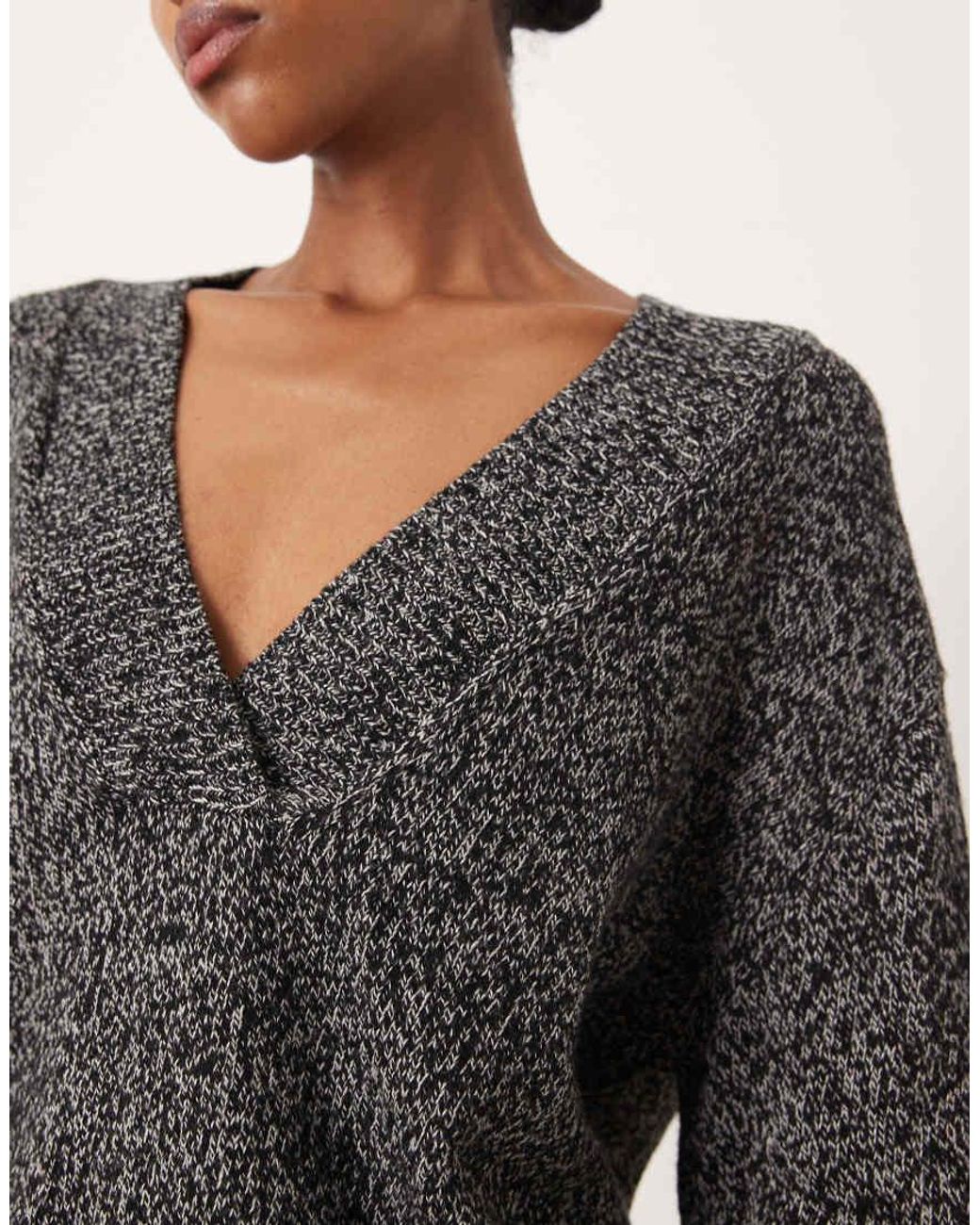 Mango Gray V Neck Jumper