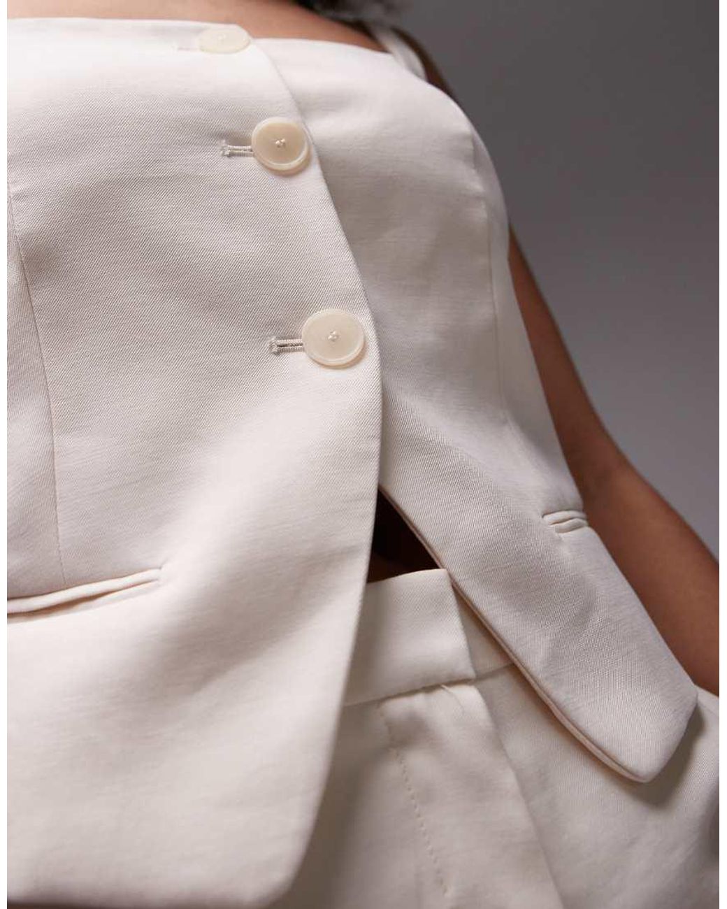 Mango Natural Linen Look Square Neck Waistcoat Co-ord
