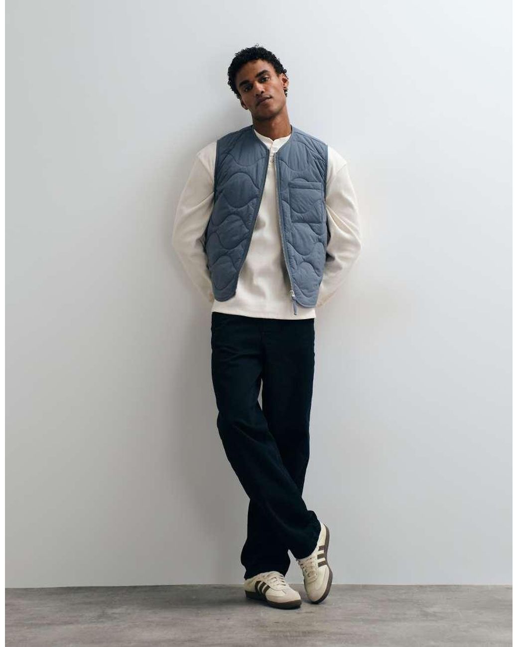 ARKET Blue Quilted Gilet With Zip Front for men