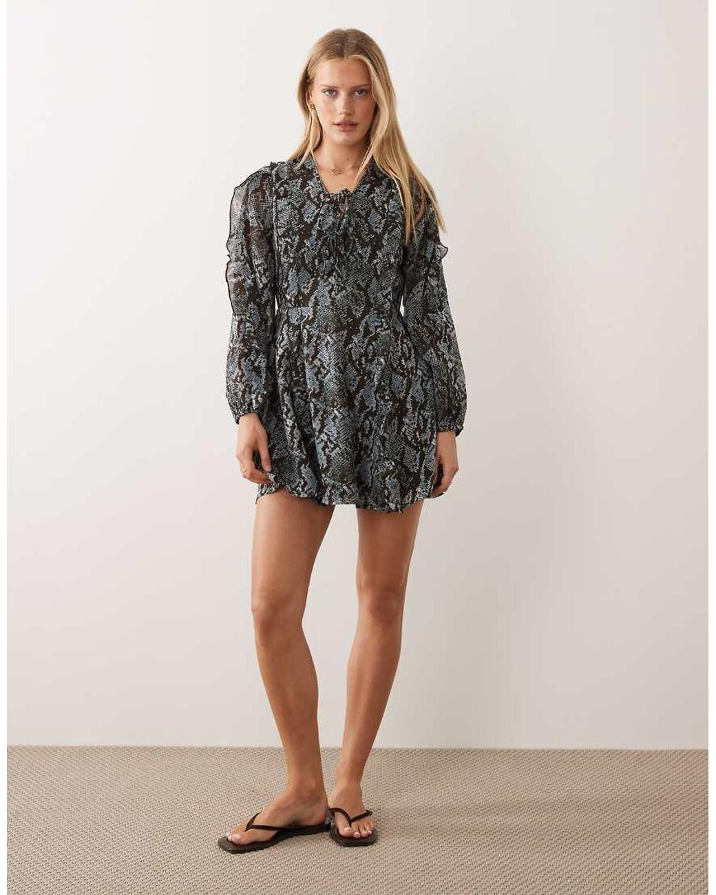 Wednesday's Girl Gray Floaty Mini Dress