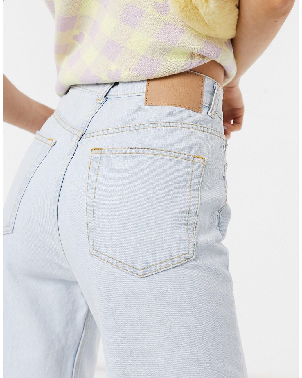Pull\u0026Bear Denim Dad Jeans With Rip in 