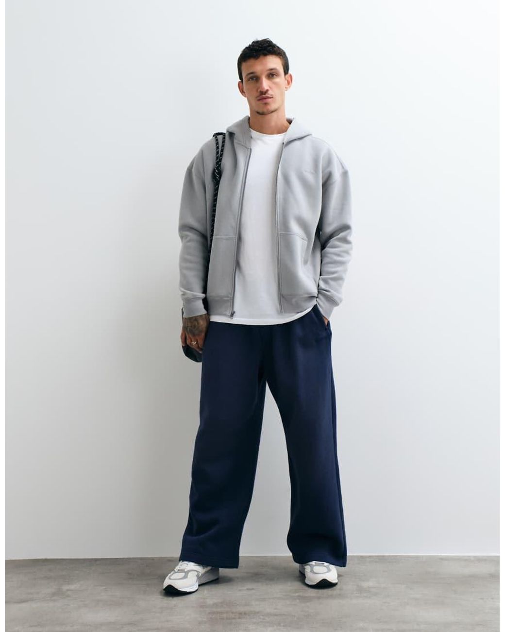 Hollister Gray Zip Through Boxy Hoodie for men