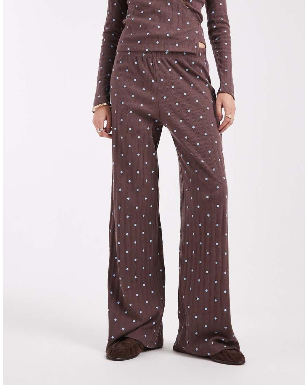 Miss Selfridge Brown Wide Leg Pointelle Lounge Trouser Co-ord