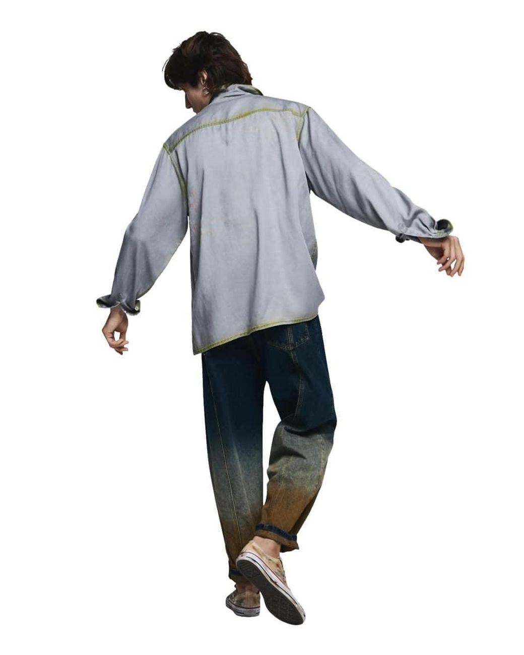 Desigual White Shirt Lettering Worn Effect for men