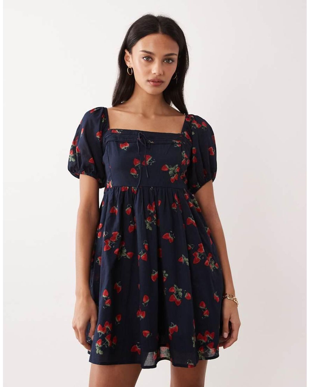Abercrombie & Fitch Black Square Neck Milkmaid Mini Dress
