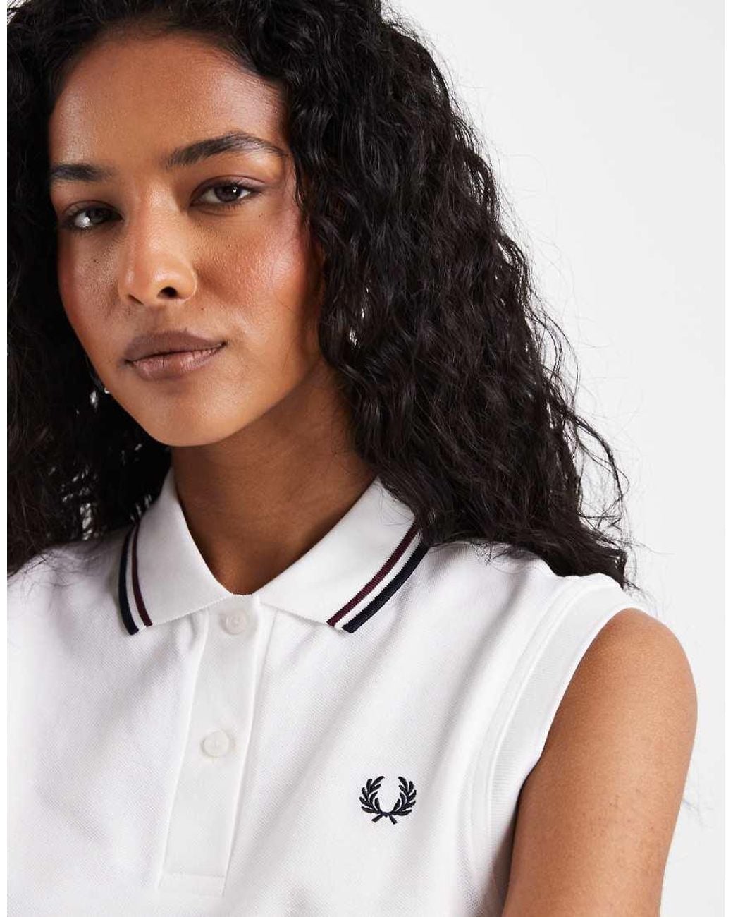 Fred Perry White Sleeveless Twin Tipped Polo Shirt