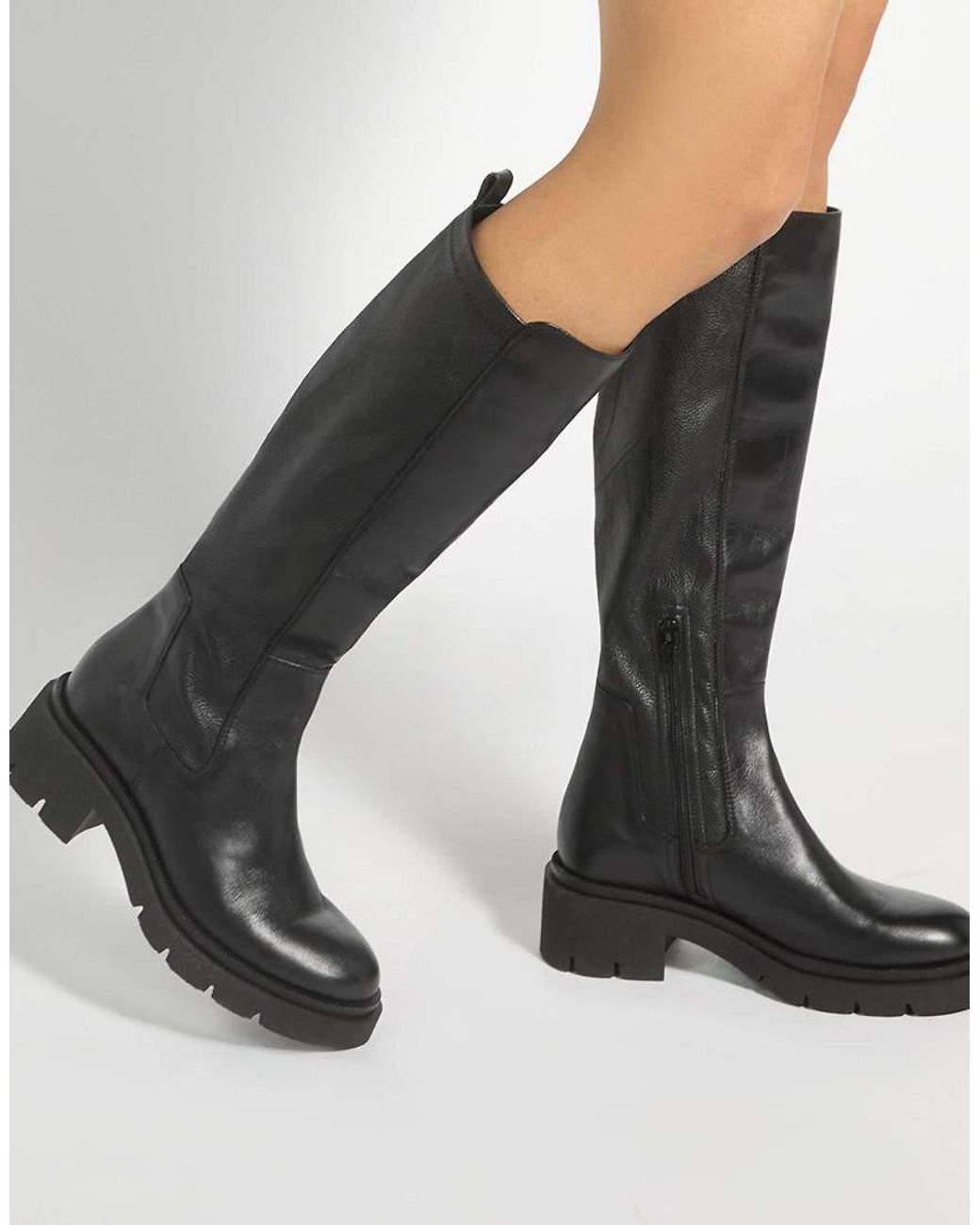 Dune Black Toni Leather Knee-High Boots