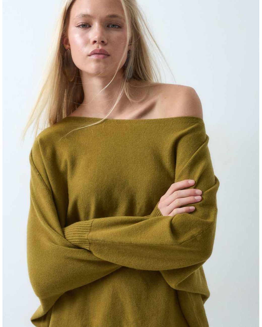 ASOS Black Asym Slouchy Off Shoulder Batwing Sleeve Sweater