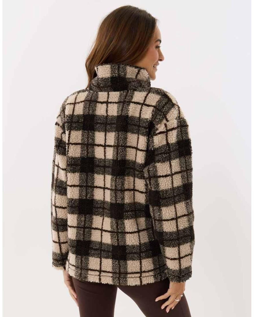Threadbare Brown Borg Funnel Neck Fleece