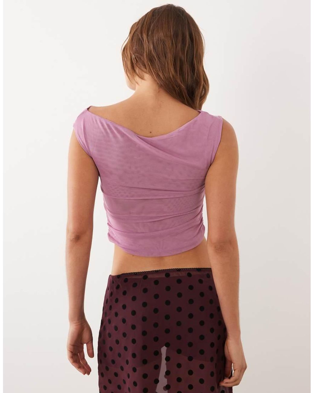 Cotton On Gathered Mesh Off Shoulder Top