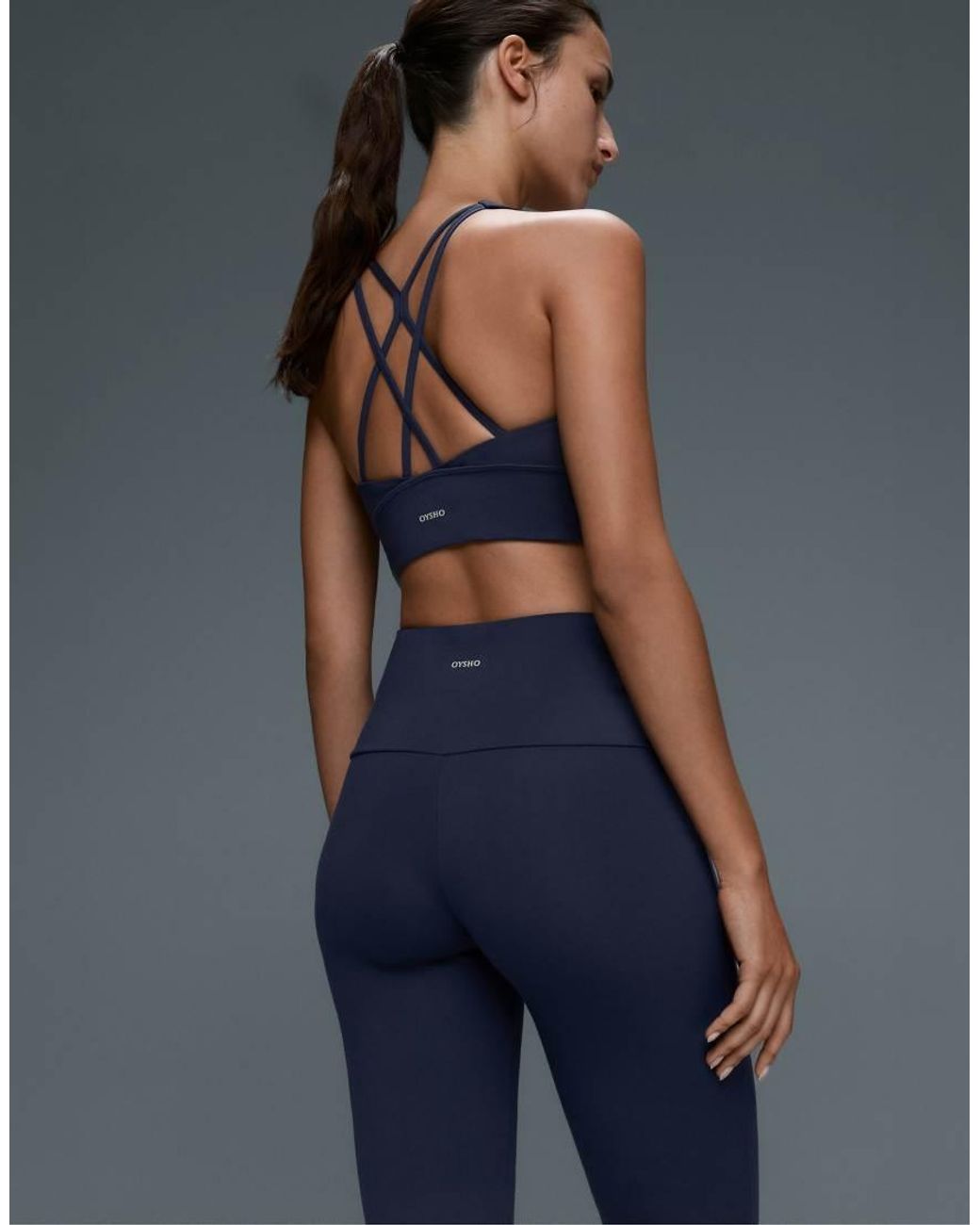 Oysho Blue High-Rise Comfortlux Flare Trousers