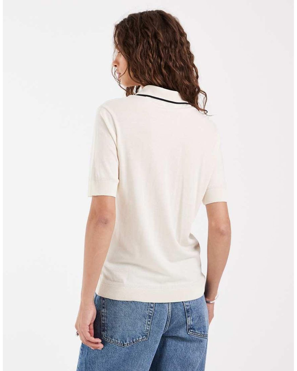 Gant White Fitted Contrast Tipped Polo Shirt