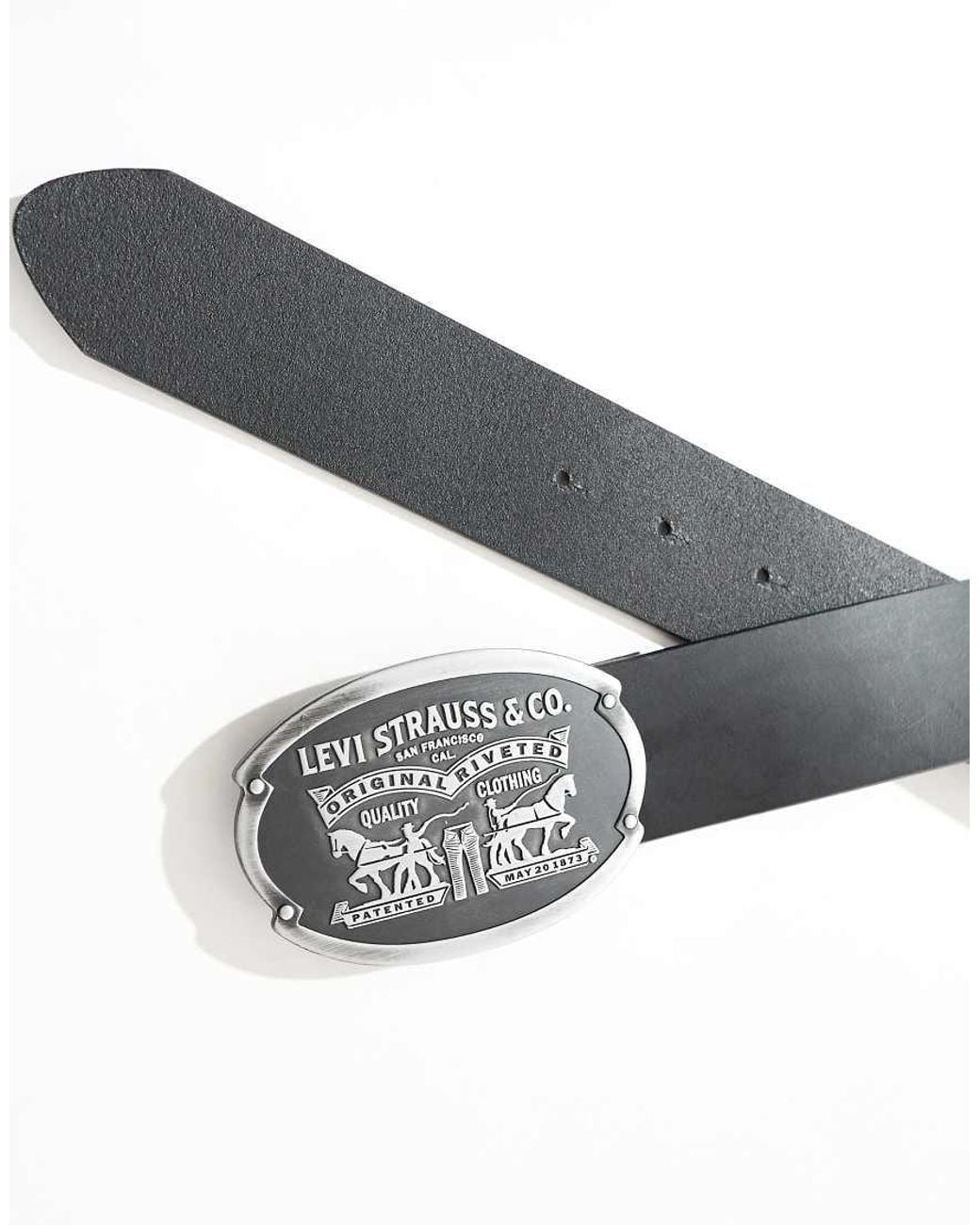 Levi's Blue Billy Leather Plaque Belt for men