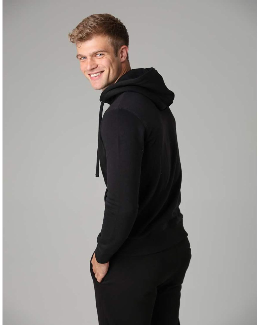 French Connection Black Cotton Blend Hoody for men