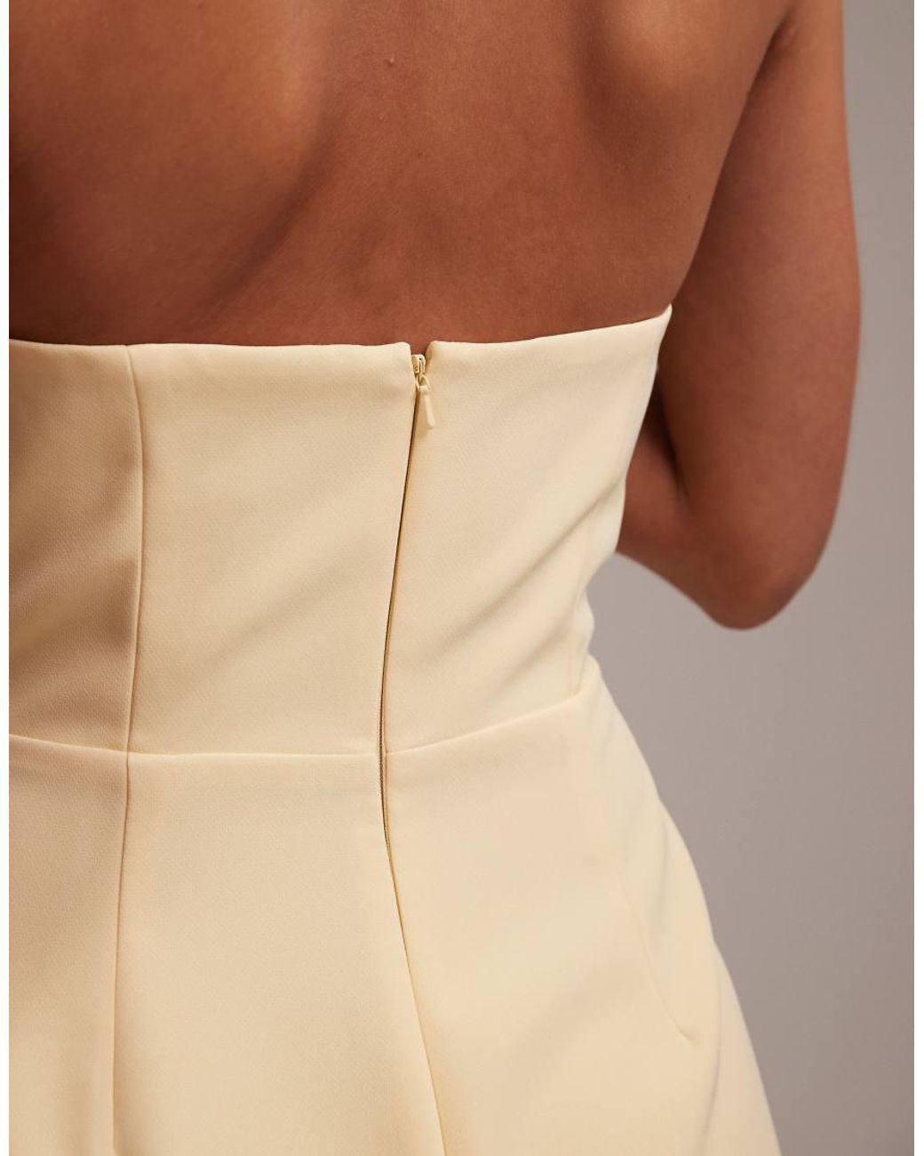 ASOS Brown Bridesmaids Structured Crepe Bandeau Dress With High Curved Neckline
