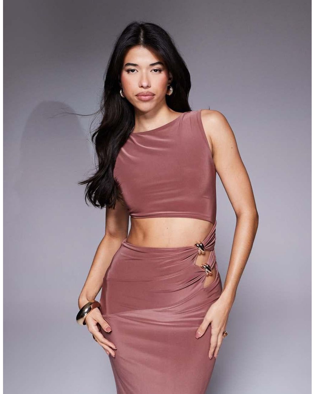 ASOS Purple Sleeveless Cut Out With Hardware Side Detail Maxi Dress