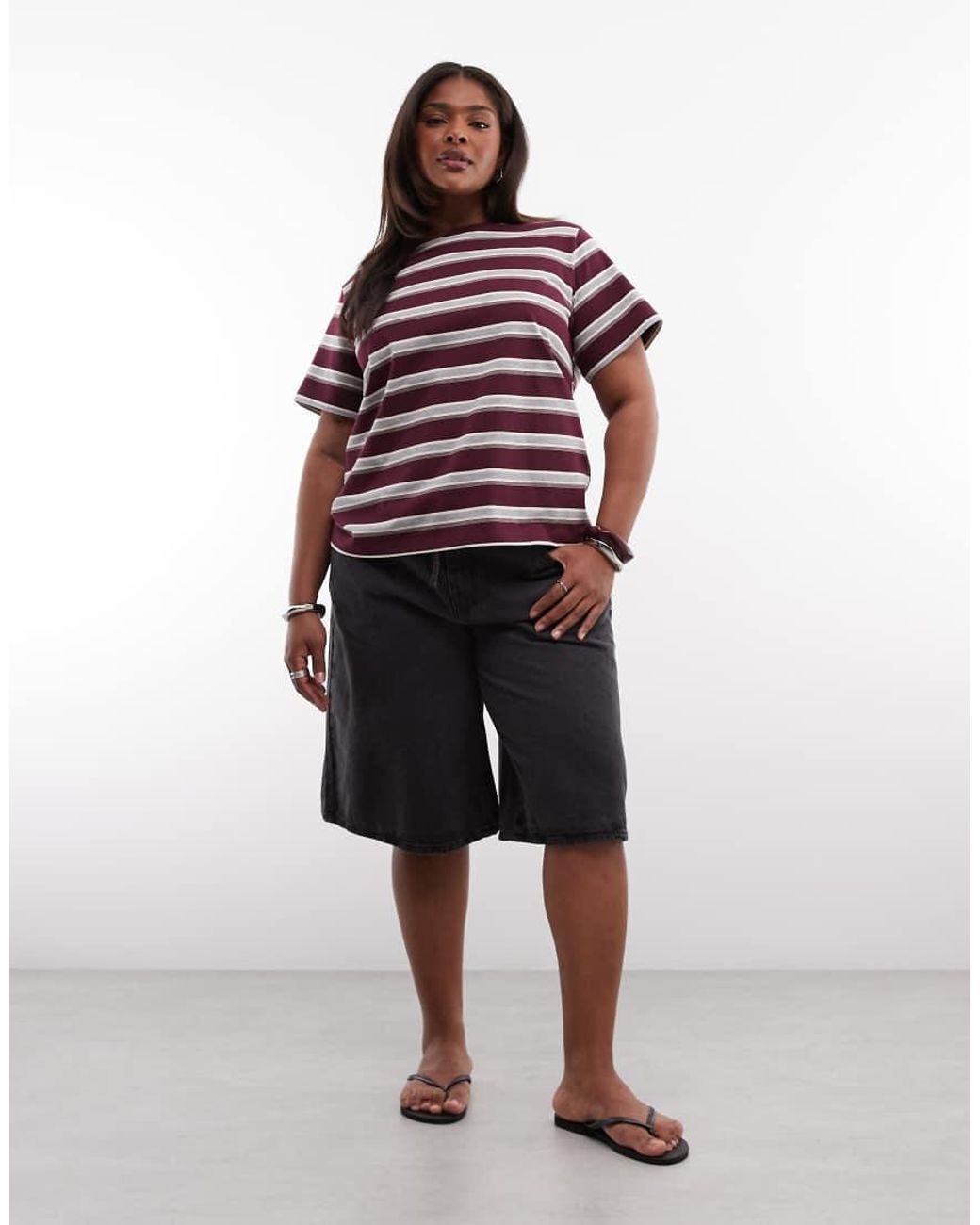 Noisy May Purple Boxy Fit T-shirt