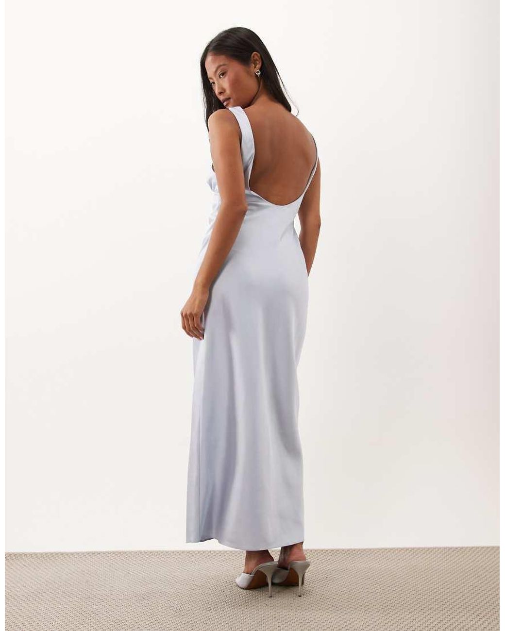 Miss Selfridge White Satin And Lace V-neck Maxi Dress