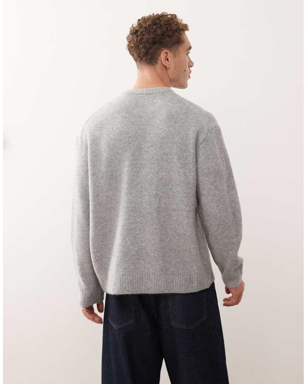 KTZ Gray Oversized Knitted Jumper for men