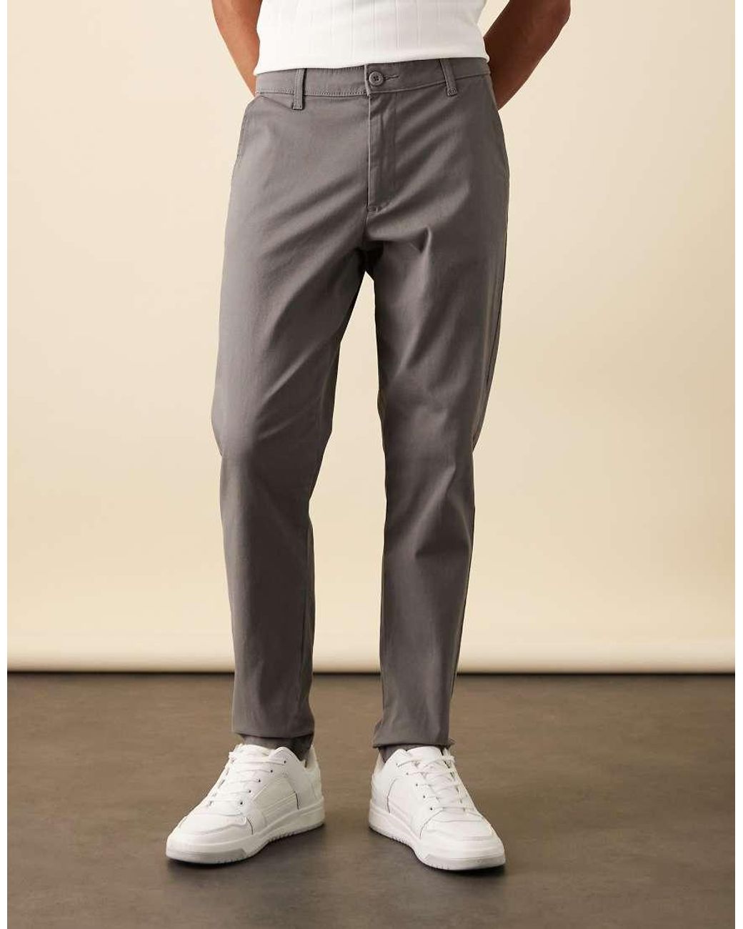 ASOS Gray Tapered Chinos for men