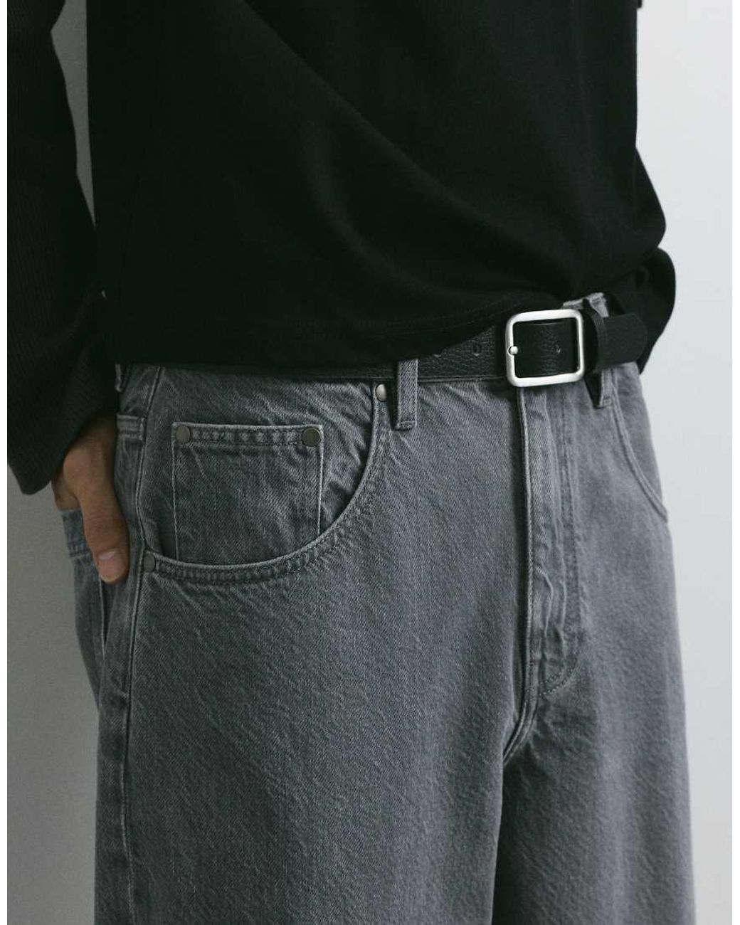 Pull&Bear Gray Barrel Jeans for men