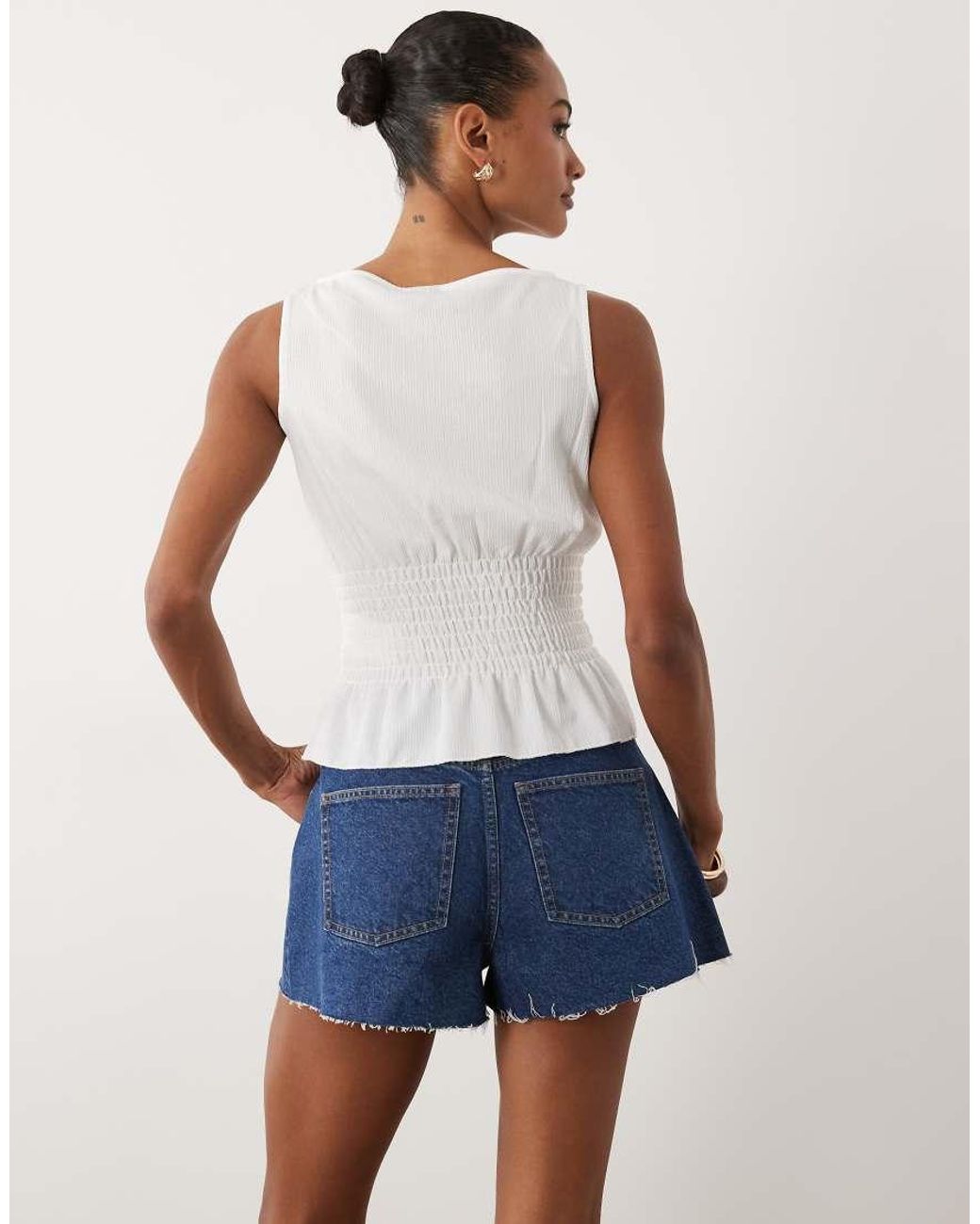 Gina Tricot Blue Cinch Waist Sleeveless Smock Top