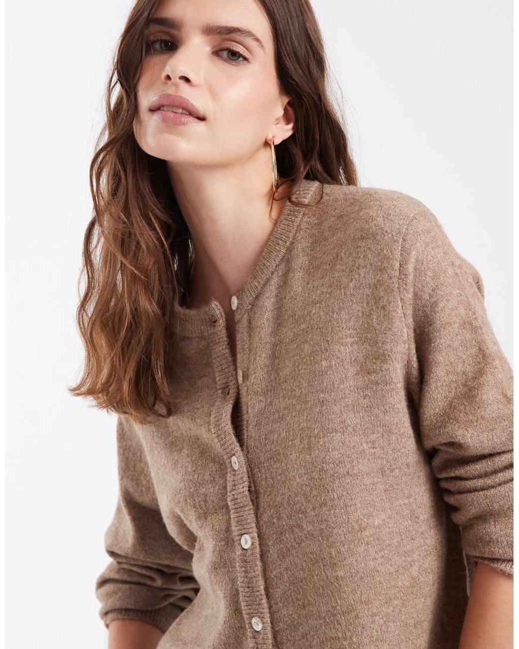 ONLY Brown Long Sleeve O-Neck Knit Cardigan