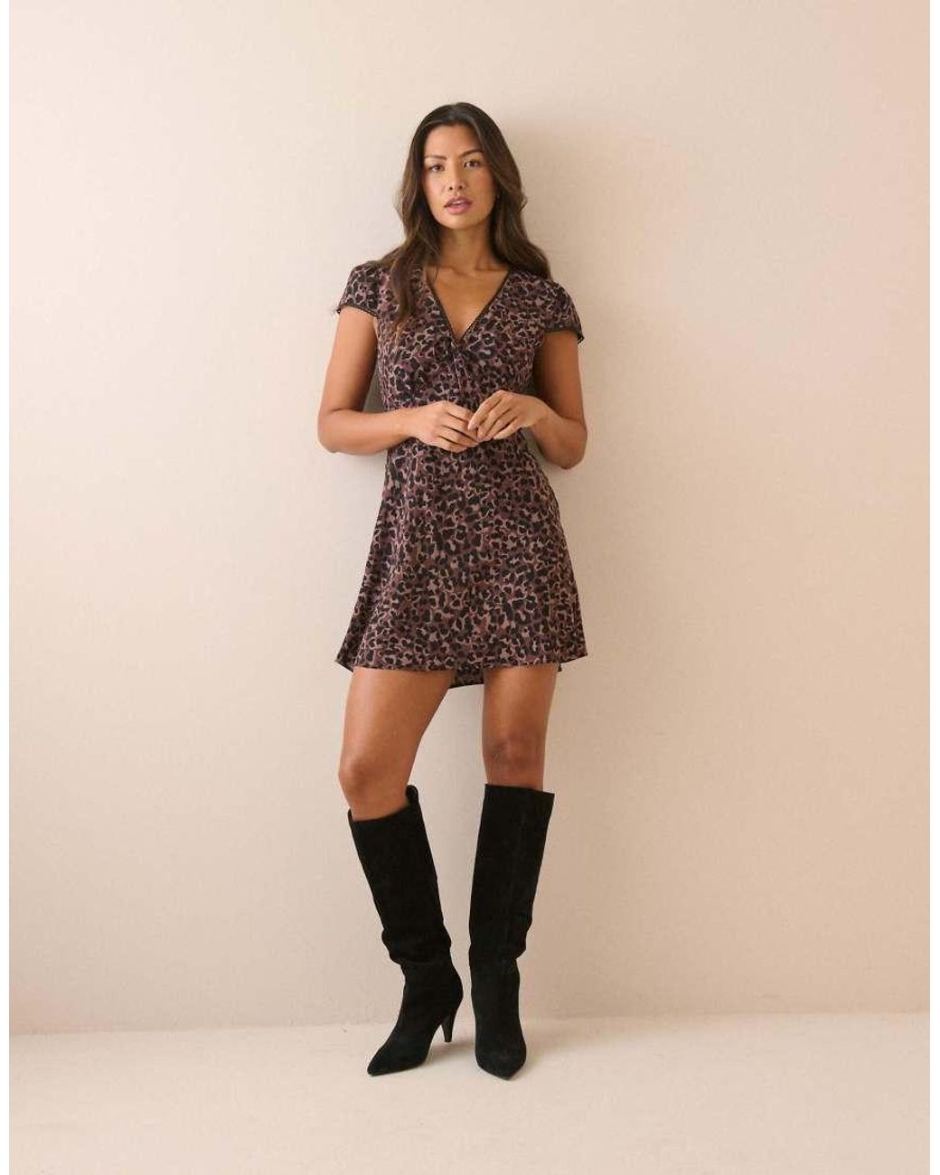 Nobody's Child Brown Leopard Print Rosa Mini Dress