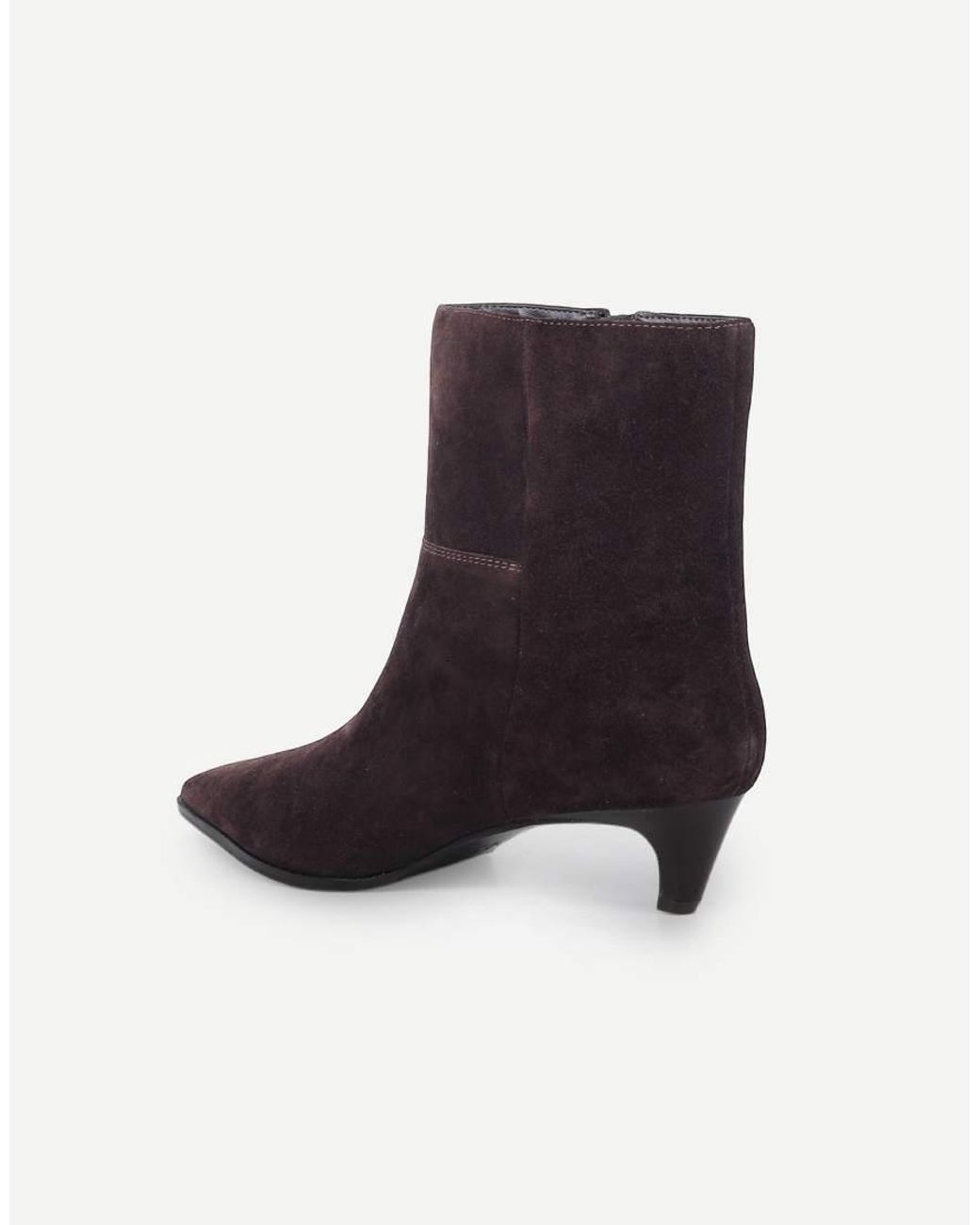 OFF THE HOOK Brown Pheonix Suede Kitten Heel Ankle Boots