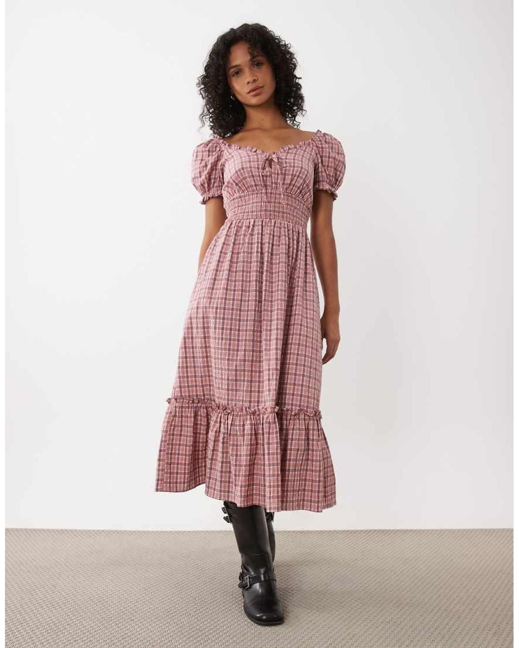 Miss Selfridge Pink Milkmaid Maxi Dress