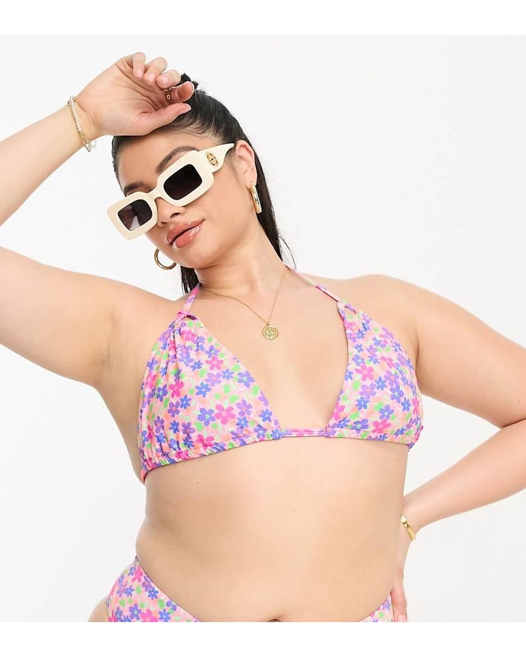 We Are We Wear Pink Plus Melissa Triangle Bikini Top