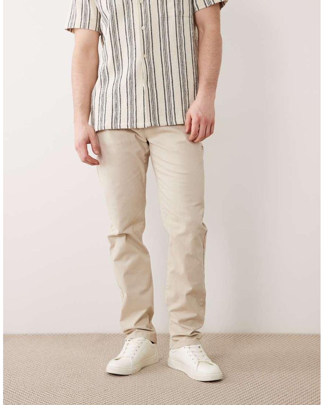 Threadbare Natural Slim Fit Chino Trousers for men