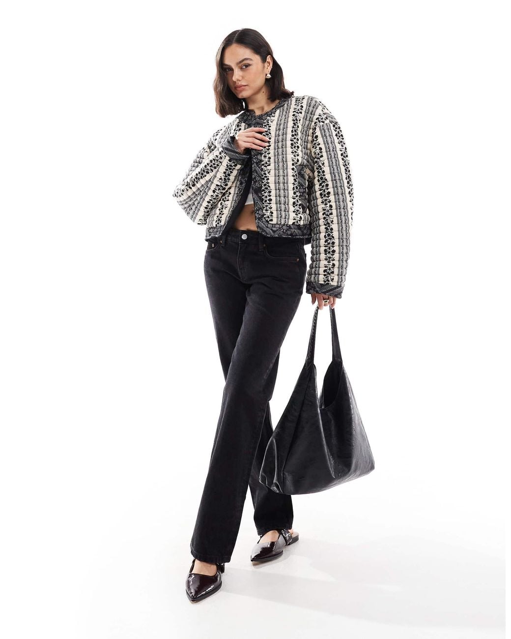 ASOS Black Cropped Quilted Jacket