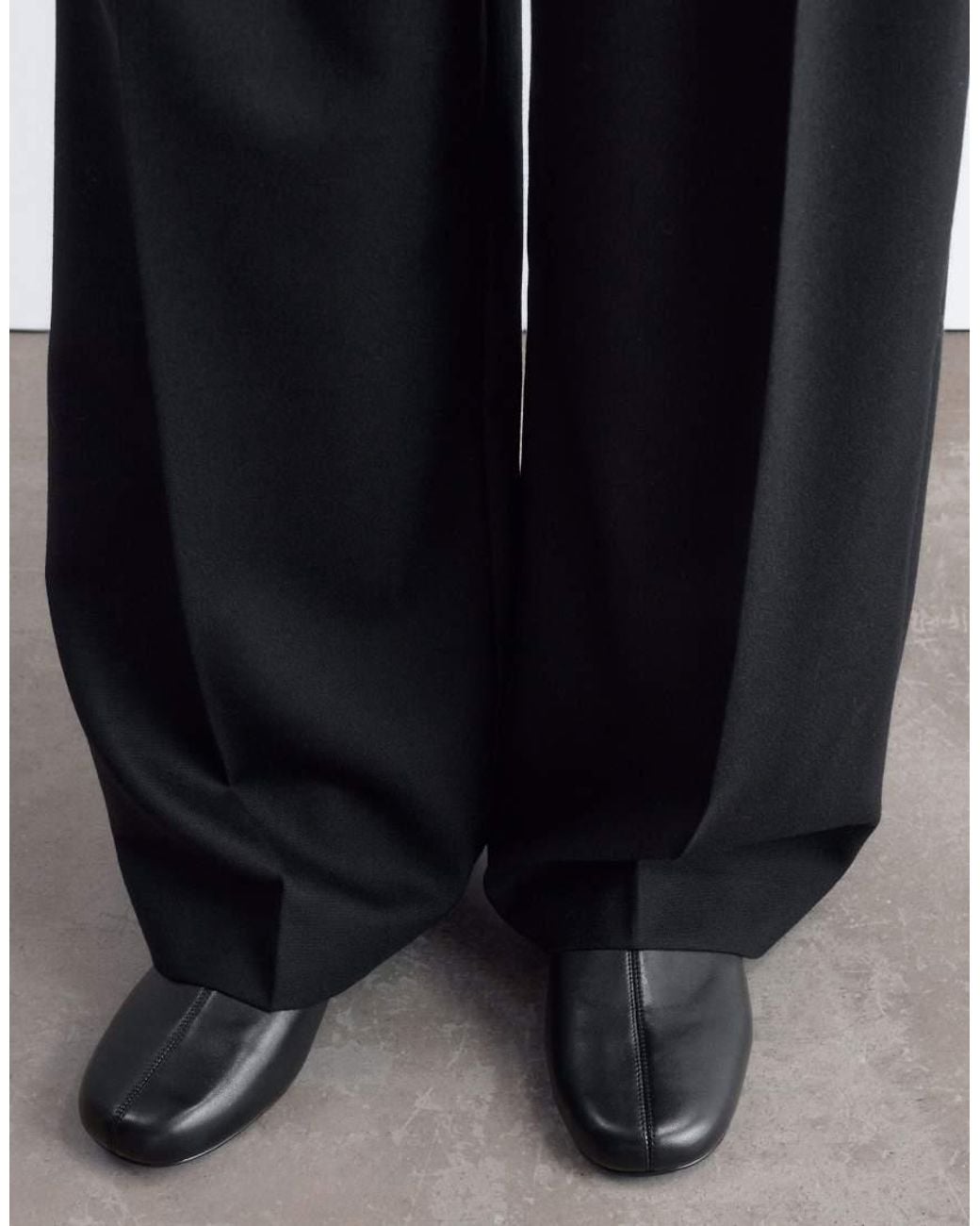 & Other Stories Black Leather Flat Ankle Boots