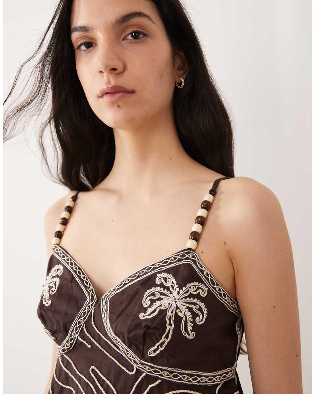 River Island Brown Embellished Cami Top