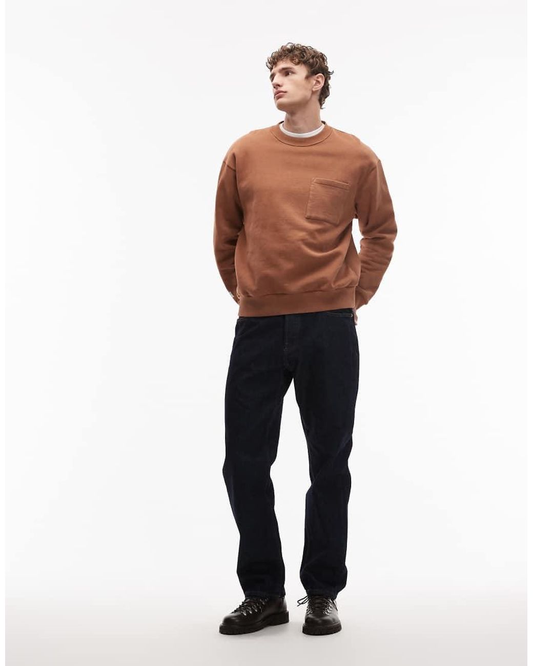 ASOS Brown Relaxed Washed Sweatshirt for men