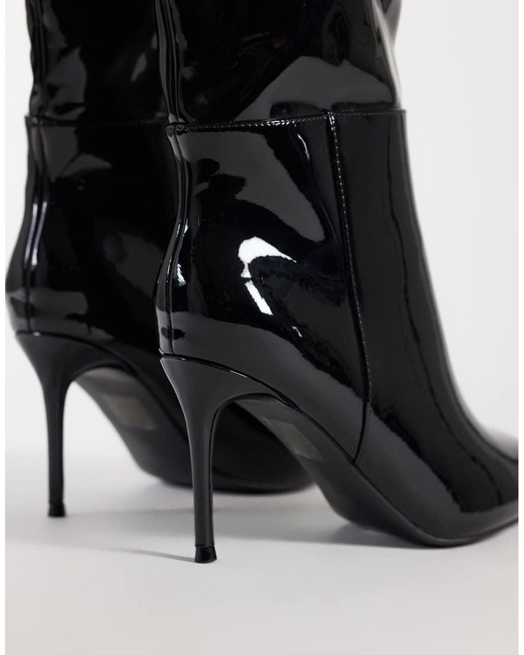 Public Desire Black Venezuela Stiletto Heel Knee Boots