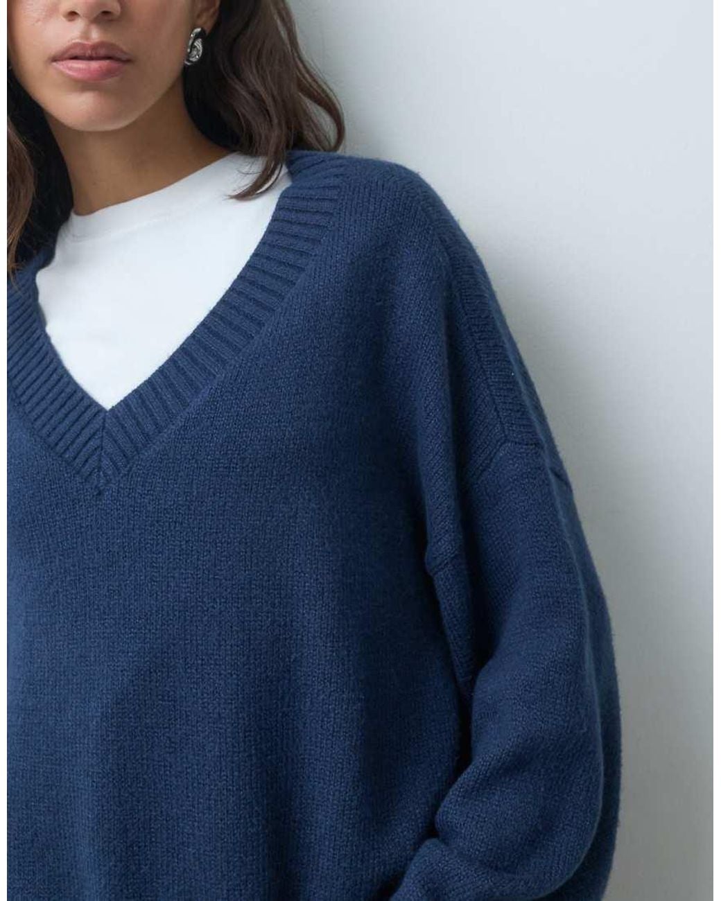 Hollister Blue Knitted V Neck Jumper