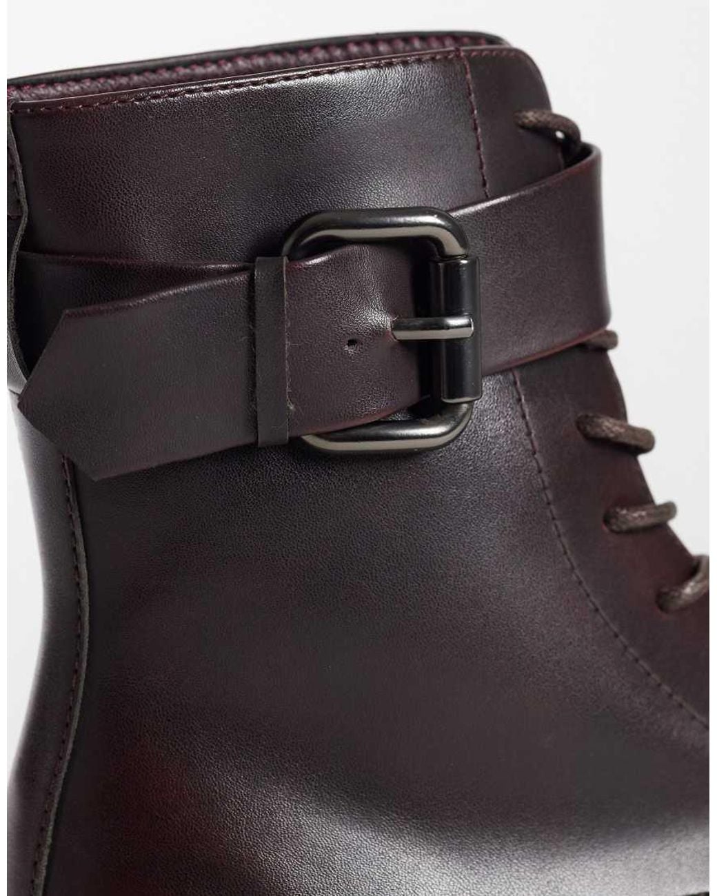 ASOS Black Lace Up Boots With Buckle Detail And Cleated Sole for men