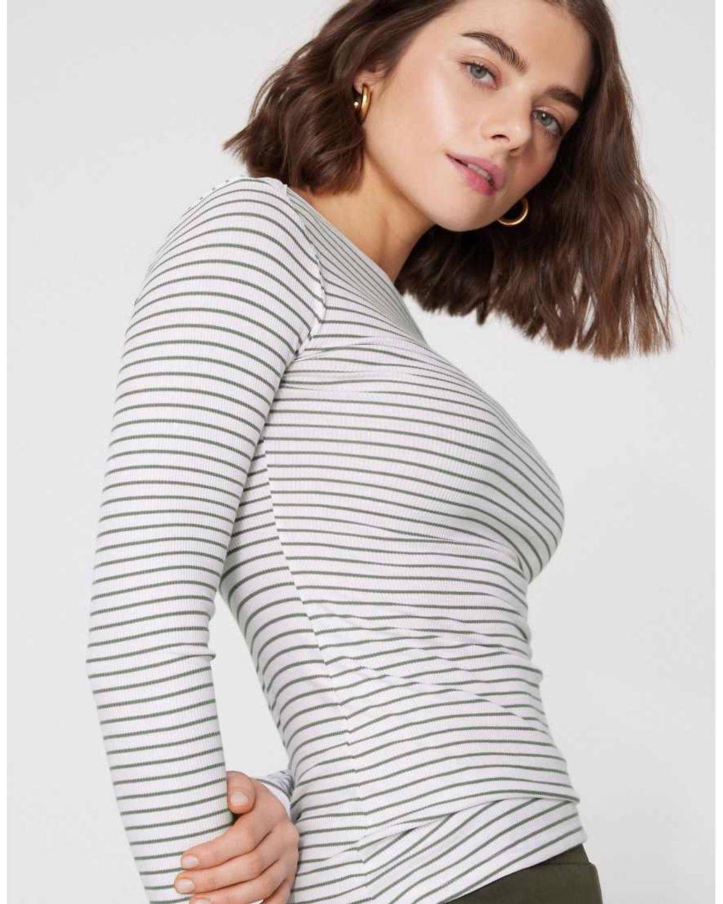 Tezenis Gray Top Long Sleeve Boat Ribbed Cot.Rigata