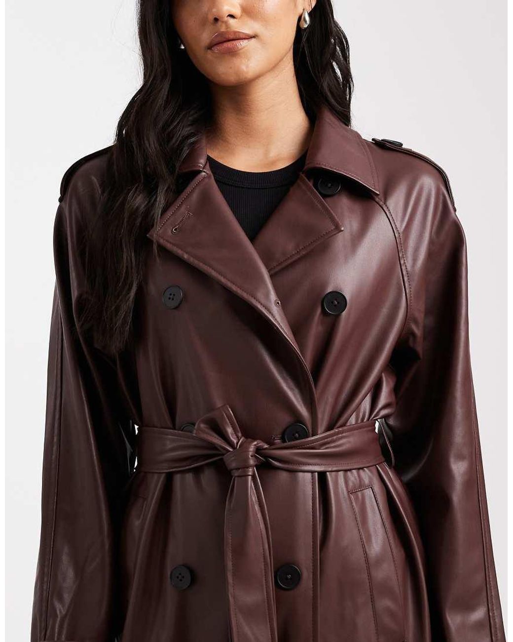 ONLY Multicolor Faux Leather Maxi Trench Coat