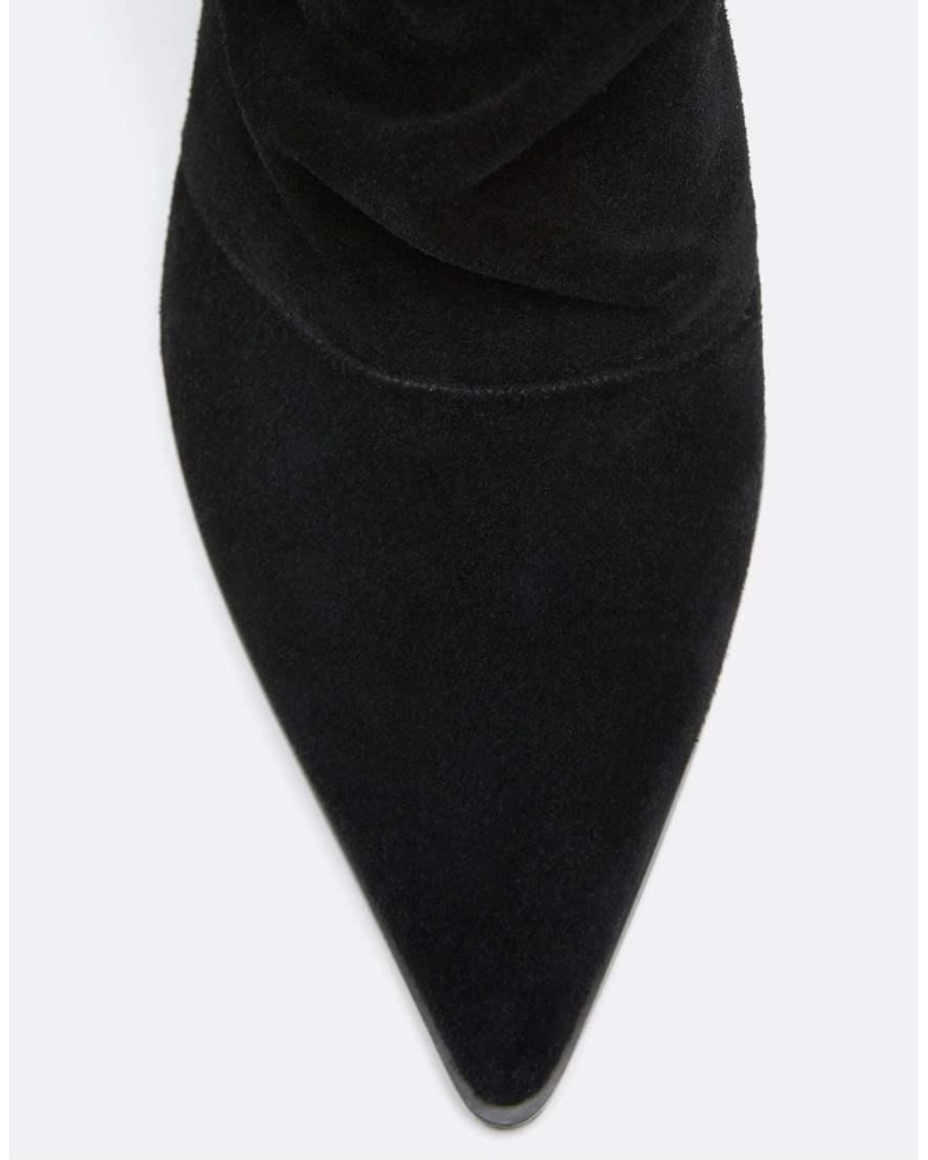 Stradivarius Black Leather Slouchy Heeled Boots
