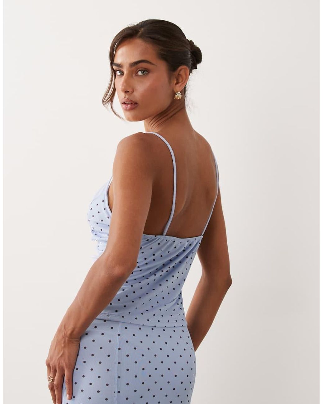 ASOS Blue Asos Dsign Panelled Spot Mesh Cami Top Co-Ord