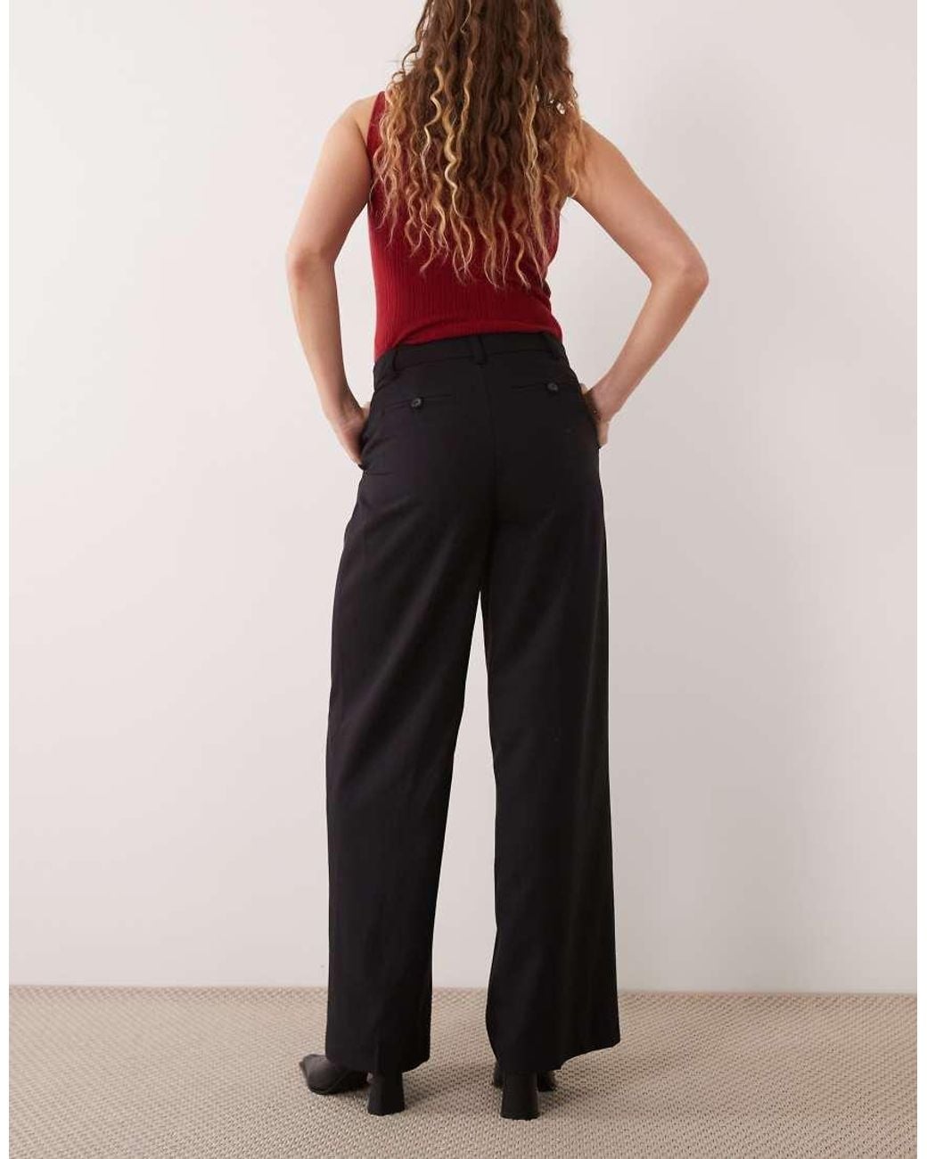 Gina Tricot Black Wide Leg Pleated Trouser