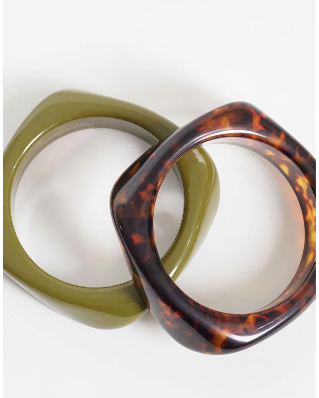 ASOS Asos Design Curve Pack Of 2 Bangles in Green | Lyst