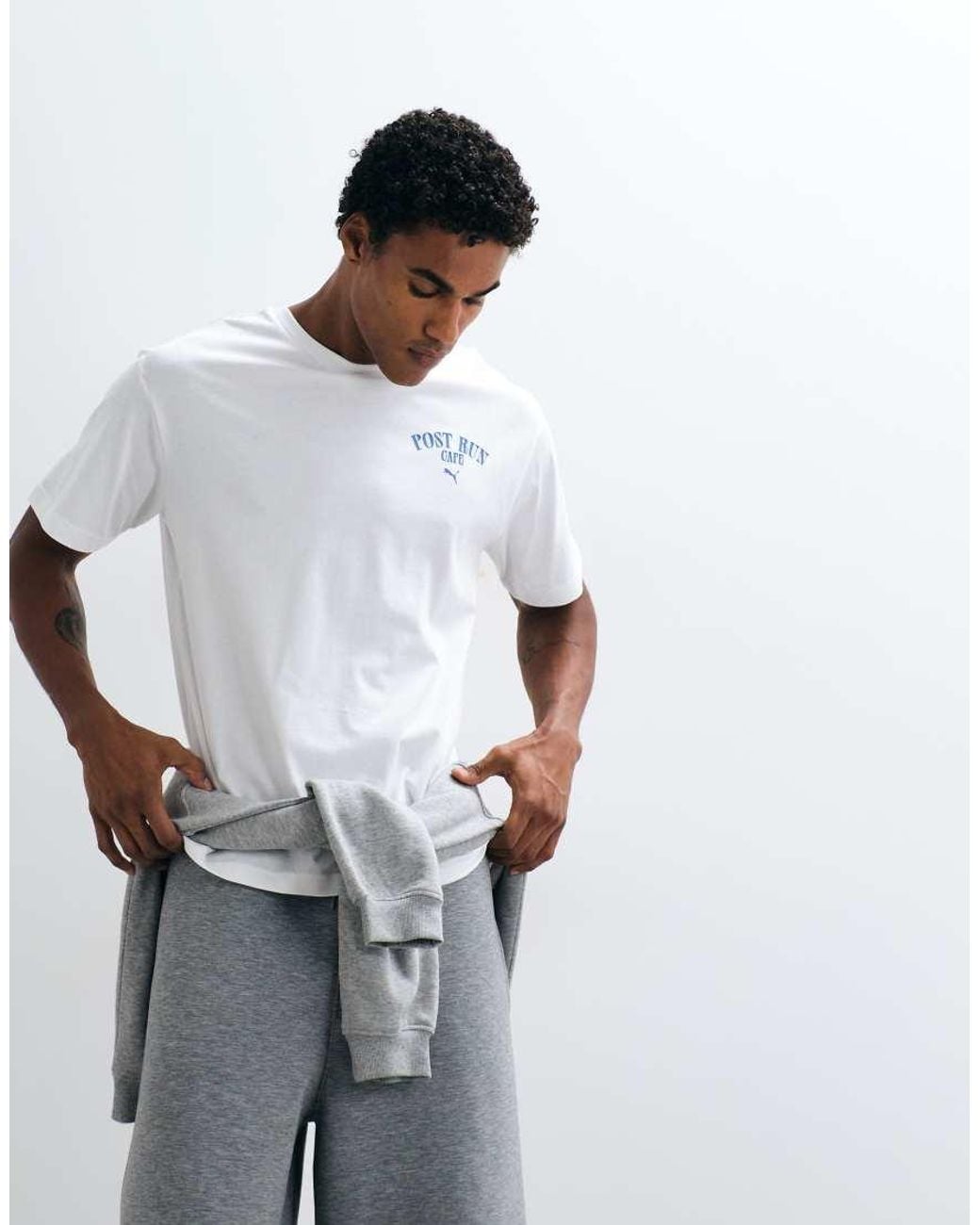PUMA White Graphic Cafe Relaxed Tee for men